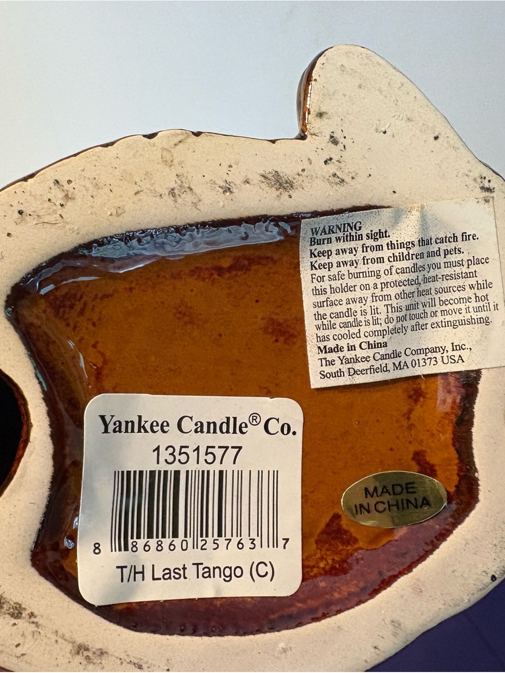 Yankee Candle Ceramic Figurine Base in Brown and Cream - Picture 4 of 4